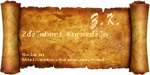 Zámbori Kurszán névjegykártya